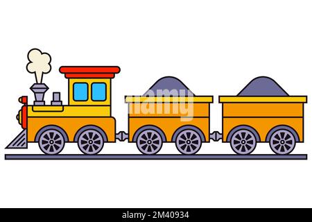 wooden toy train for preschool children. flat vector illustration. Stock Vector