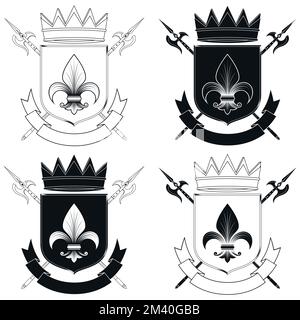 Royal coat of arms - heraldic blazon with crown and shield with eagle ...