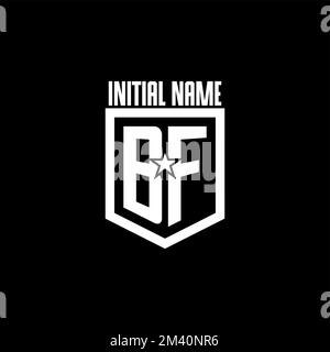 BF initial gaming logo with shield and star style design inspiration Stock Vector