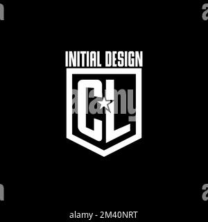 CL initial gaming logo with shield and star style design inspiration Stock Vector