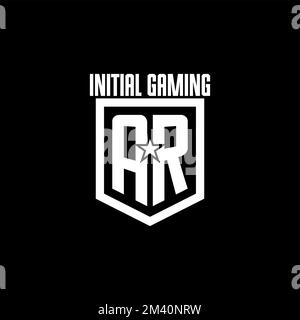 AR initial gaming logo with shield and star style design inspiration Stock Vector