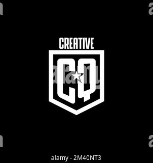 CQ initial gaming logo with shield and star style design inspiration Stock Vector