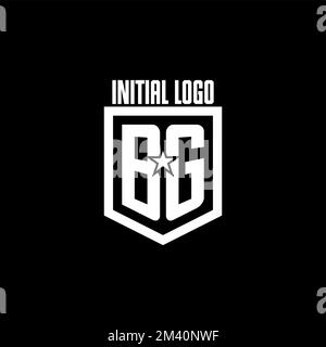 BG initial gaming logo with shield and star style design inspiration Stock Vector