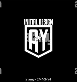 AY initial gaming logo with shield and star style design inspiration Stock Vector