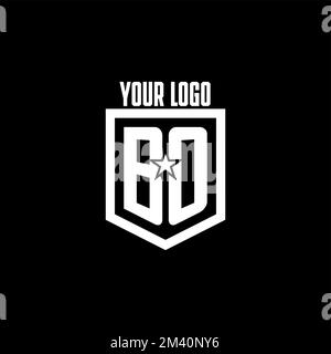 BO initial gaming logo with shield and star style design inspiration Stock Vector