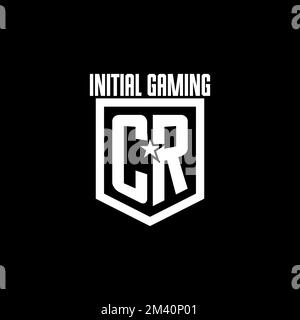 CR initial gaming logo with shield and star style design inspiration Stock Vector