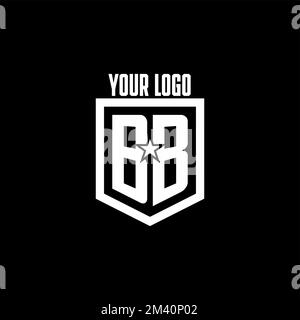 BB initial gaming logo with shield and star style design inspiration Stock Vector