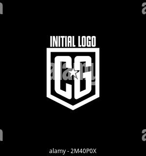 CG initial gaming logo with shield and star style design inspiration Stock Vector