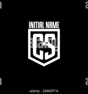 CS initial gaming logo with shield and star style design inspiration Stock Vector