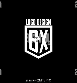 BX initial gaming logo with shield and star style design inspiration Stock Vector