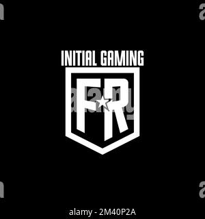 FR initial gaming logo with shield and star style design inspiration Stock Vector