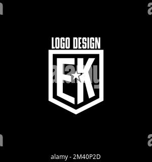 EK initial gaming logo with shield and star style design inspiration Stock Vector