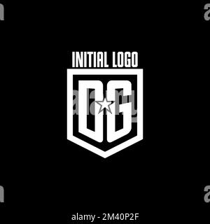 DG initial gaming logo with shield and star style design inspiration Stock Vector