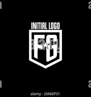 FG initial gaming logo with shield and star style design inspiration Stock Vector