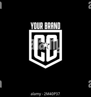 CC initial gaming logo with shield and star style design inspiration Stock Vector