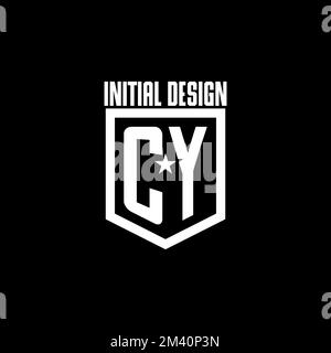 CY initial gaming logo with shield and star style design inspiration Stock Vector