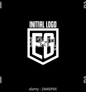 EG initial gaming logo with shield and star style design inspiration Stock Vector