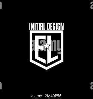 EL initial gaming logo with shield and star style design inspiration Stock Vector