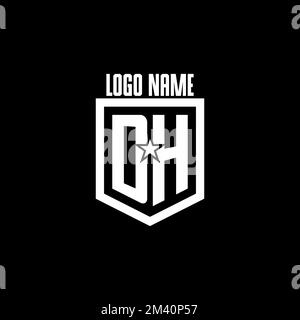 DH initial gaming logo with shield and star style design inspiration Stock Vector