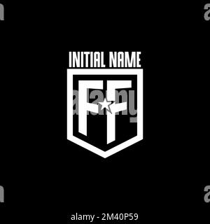 FF initial gaming logo with shield and star style design inspiration Stock Vector