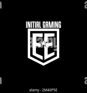 EE initial gaming logo with shield and star style design inspiration Stock Vector