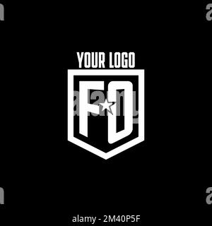 FO initial gaming logo with shield and star style design inspiration Stock Vector