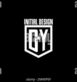 DY initial gaming logo with shield and star style design inspiration Stock Vector