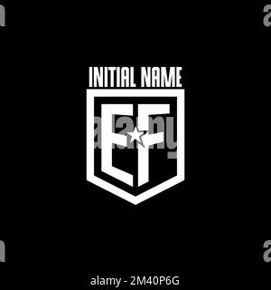 EF initial gaming logo with shield and star style design inspiration Stock Vector