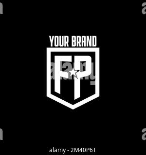 FP initial gaming logo with shield and star style design inspiration Stock Vector