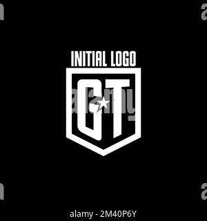 GT initial gaming logo with shield and star style design inspiration Stock Vector