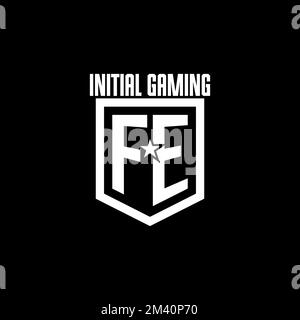 FE initial gaming logo with shield and star style design inspiration Stock Vector
