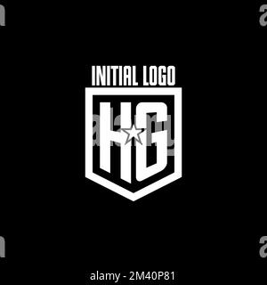 HG initial gaming logo with shield and star style design inspiration Stock Vector