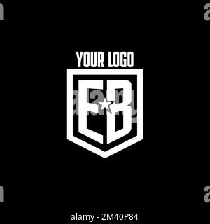 EB initial gaming logo with shield and star style design inspiration Stock Vector