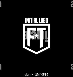 FT initial gaming logo with shield and star style design inspiration Stock Vector