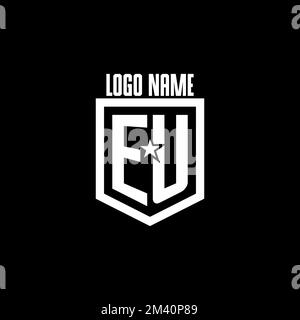 EU initial gaming logo with shield and star style design inspiration Stock Vector