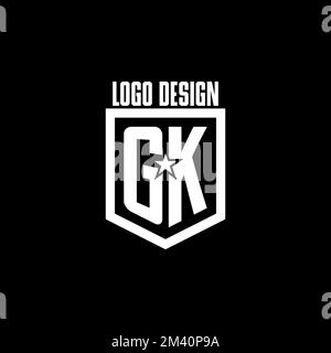 GK initial gaming logo with shield and star style design inspiration Stock Vector