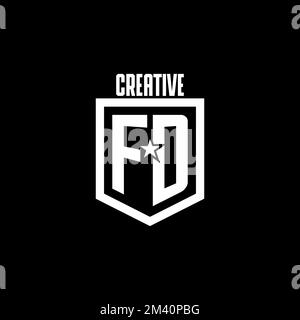 FD initial gaming logo with shield and star style design inspiration Stock Vector