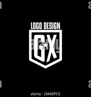 GX initial gaming logo with shield and star style design inspiration Stock Vector