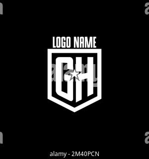 GH initial gaming logo with shield and star style design inspiration Stock Vector