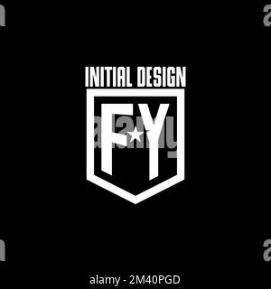 FY initial gaming logo with shield and star style design inspiration Stock Vector
