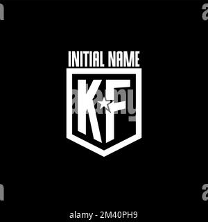 KF initial gaming logo with shield and star style design inspiration Stock Vector