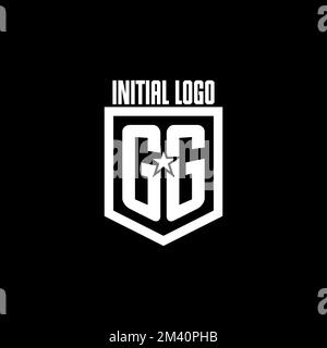 GG initial gaming logo with shield and star style design inspiration Stock Vector