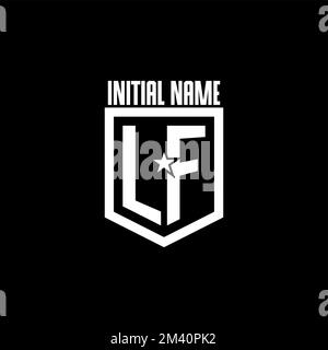 LF initial gaming logo with shield and star style design inspiration Stock Vector