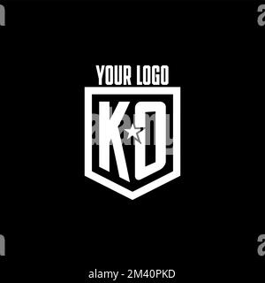 KO initial gaming logo with shield and star style design inspiration Stock Vector