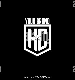 HC initial gaming logo with shield and star style design inspiration Stock Vector