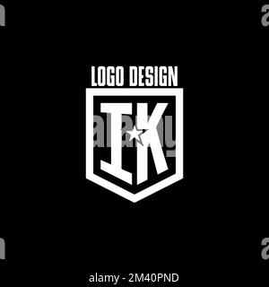 IK initial gaming logo with shield and star style design inspiration Stock Vector