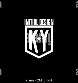 KY initial gaming logo with shield and star style design inspiration Stock Vector