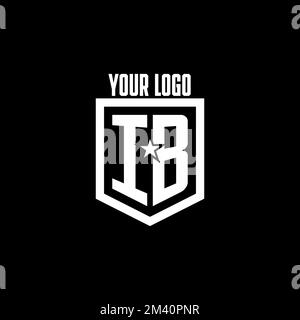 IB initial gaming logo with shield and star style design inspiration Stock Vector