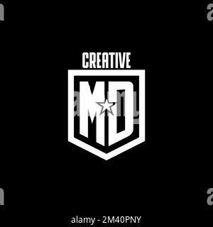 MD initial gaming logo with shield and star style design inspiration Stock Vector