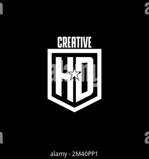 HD initial gaming logo with shield and star style design inspiration Stock Vector